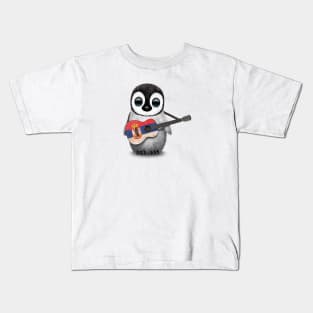 Baby Penguin Playing Serbian Flag Guitar Kids T-Shirt